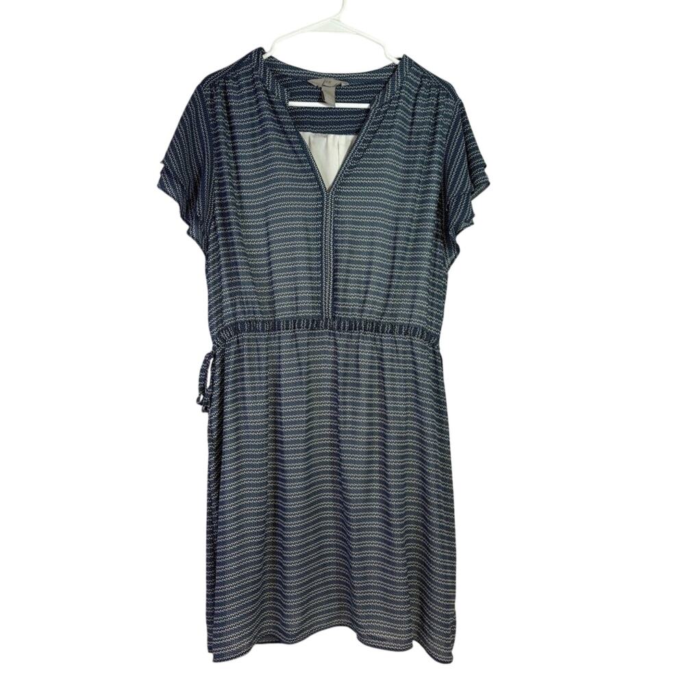H&M Blue & White Short Sleeve Dress Size XL O0287